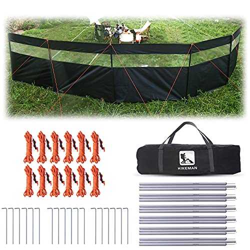 HIKEMAN Camping Windbreaks Stove Windshield – Beach Windshield Shelter,Sunshade Screen,Winter Outdoor Caravan Privacy Shield with Top Window,Tent Tarp for Garden,Picnic,Barbecue,Bonfire