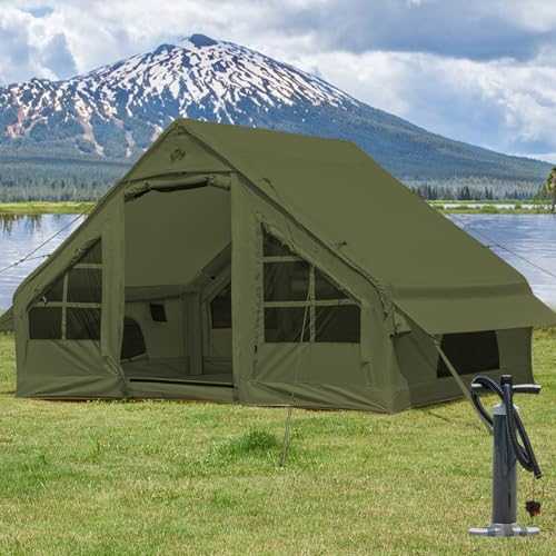 SHANQUAN Inflatable Tent with Pump,4-6 Person Instant Glamping Camping Tents House, Easy Setup Blow Up Family Tents for 4 Seasons Waterproof Inflatable Tent for Camping with Mesh Windows.