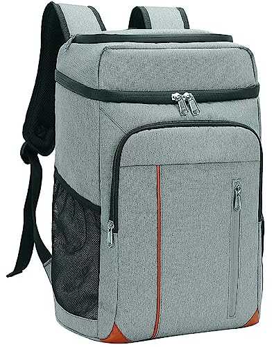 Backpack Cooler Cooler Bag Waterproof Thermal Equipment to Keep Cold Warm Meals and Drinks for the Beach Summer Camping Picnics Hiking (27 Litres Grey)