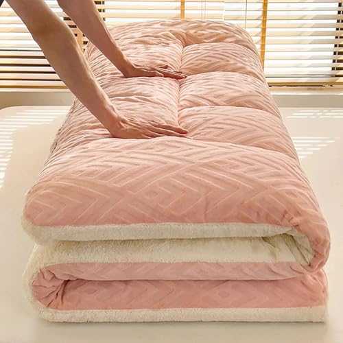 Japanese Floor Mattress Futon for Adults Roll Up Camping Mattress Lounger Sofa Ultra Soft Bed Mat for Guest Pink 120 * 200cm