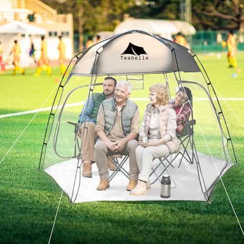 Teabelle Transparent Sports Tent, Large 4-6 Person Instant Waterproof Tent, UVproof Outdoor 360 Full-View Tent with Zipper Window for Soccer Watching Sports Camping Fishing Activities