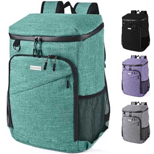 BAGLHER Cooler Backpack, Leakproof 30 Cans Backpack Cooler Insulated Soft Cooler Bag, Lightweight 25L Lunch Box Backpack Cooler Bag for Men Women Adult Camping