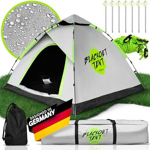 Q.P.T. Blackout Tent®, 1-2 Person Festival Camping Tent, 100% Dark, Waterproof, Dome Tent for Quick Assembly