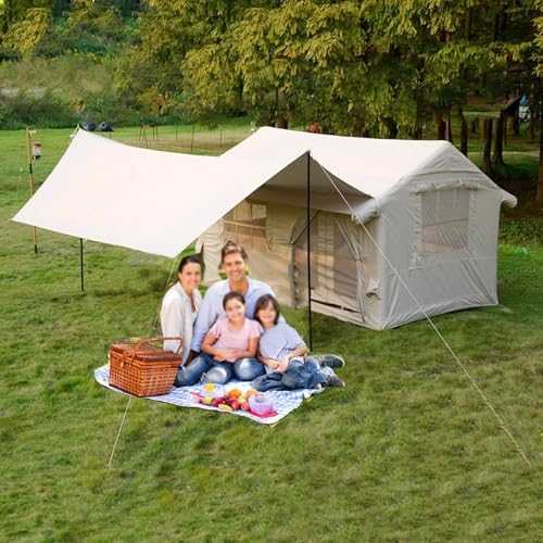 Large Tent Canopy Easy Set Up for Backyard Party, Blow Up Tents for Camping Adult Waterproof Inflatable Tents with Chimney and Air Conditioning Vents