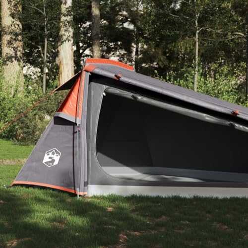 Sporting Goods item-Camping Tent Tunnel 2-Person Grey and Orange Waterproof