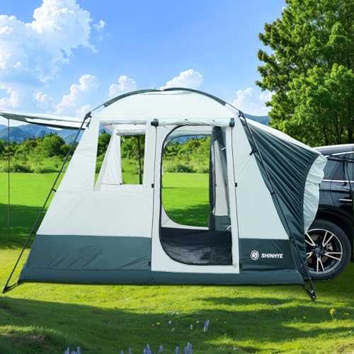 5 Person SUV Tent with Porch, Car Camping Tent Waterproof, Trunk Tent Includes Rainfly and Storage Bag for Family Camping