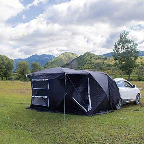 SXFYHXY SUV Tent Multiple Person Family Camping Tent, Car Awning SUV Tailgate Tent with Carrying Bag, Universal Vehicle Sun Shelter for Outdoor Travel Picnic Fishing Hike, Black, 200x200x196CM