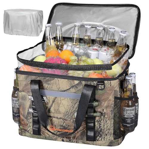 WARMOUNTS Insulated Cooler Bag/Backpack w/Leakproof PVC Liner, Soft Lunch Bag with 5-Layer Insulation, Ice Chest Cooler Bag for Camping, Beach, Fishing, Picnic, Travel