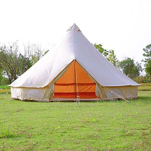 SIBORTER Outdoor Waterproof Cotton Canvas Bell Tent All Seasons Beige Family Camping Tent