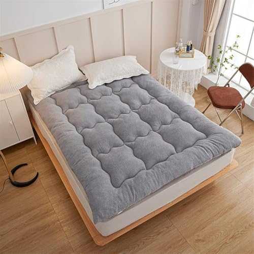 Warm Tatami Mattress Topper Roll Up Bed Portable Sleeping Pad Plush Sleeping Pad Camping Student Dormitory Mattress, Japanese Folding Futon Mattress Tatami Floor Mat(Grey,180x200cm 2.1kg)
