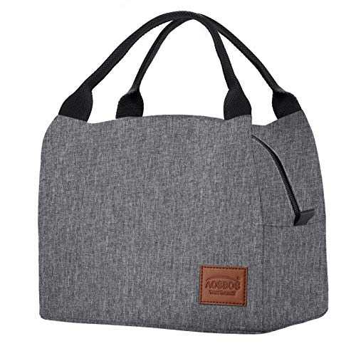 Aosbos Lunch Bag Insulated Lunch Bags for Women Work Water-Resistant Cooler Tote Bag Thermal Small Cool Bag Lunch Box for Men Girls Kids Adults Office School Picnic Outdoor (8.5L, Grey)