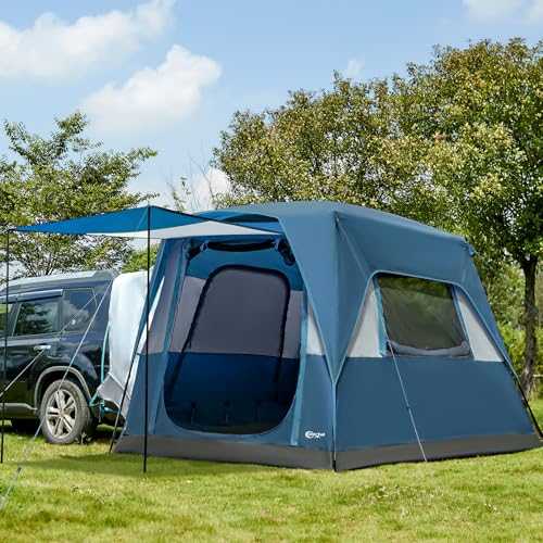 Portal 5 Man Car Tent SUV Tent 4-5 Persons Family Camping Tent for Vehicle with Porch Extension Tailgate Awning 2000mm Water-resistant Windproof