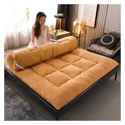 Futon Mattress Soft Japanese T-a-t-a-mi Mattress Thicken Floor Mattress Foldable Camping Portable Mattress Single Double Roll Up Sleeping Mattress Student Dormitory(Beige,Queen)