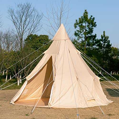 Indian Teepee Tent 4 Person Waterproof Canvas Bell Tent for Family Camping Hiking