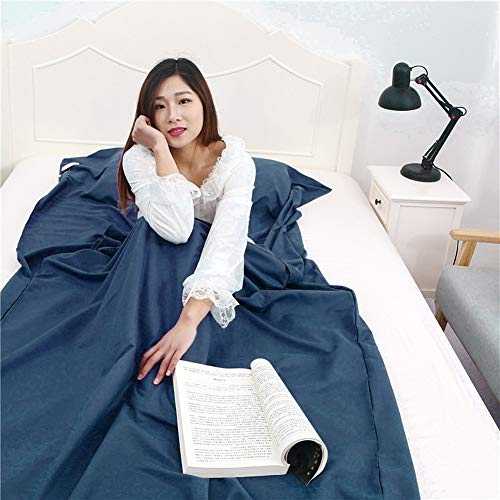 Travel Sleeping Bag Liner Portable Camping Bed Sheet Adult Kids Cotton Double Travel Sleep Bag with Pillow Pockets Lightweight Prevent Dirty for Hostels,Trains