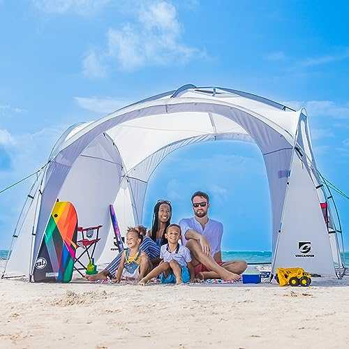 UNICAMPER 12x12ft Beach Tent Sun Shelter | Perfect for Beach Camping or Backyard Fun | Lightweight Beach Shade Design Provides Easy Setup & UPF50+ Protection | Your Family's Perfect Beach Canopy Tent