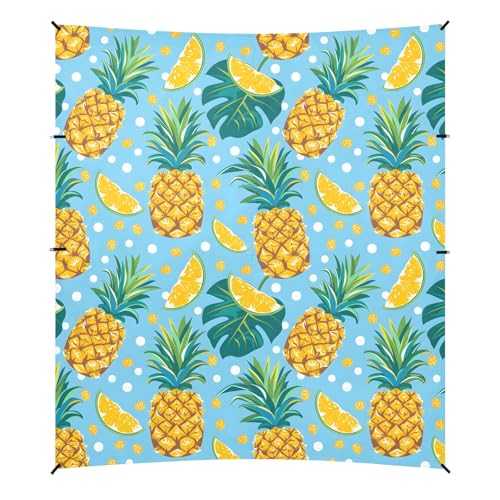 Camping Sun Shelters Tropical Leaves Dots and Pineapple Beach Canopy 126 * 110.2in