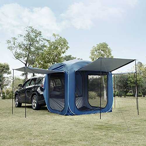MOLVUS Car Rear Tent for Camping, Family Car Tail Tent Universal Tailgate Shade Awning Tents with Mosquito Net, SUV Tail Shade Awning Tailgate Canopy for Camping Fishing