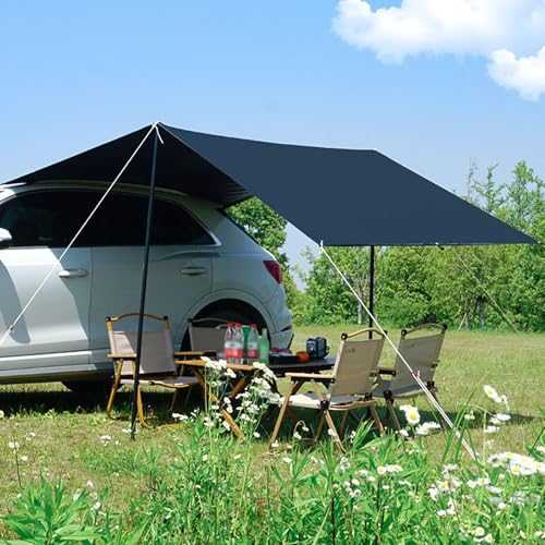 LJLAO Awning Overland Camping, Waterproof Car Awning Sun Shelter, Waterproof & light Protection Vehicle Awning,quick construction, for Camping/Picnic/Travel,Black