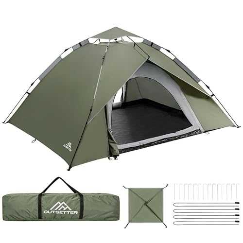 Camping Tent, Instant Pop Up Tent, Dome Large Lightweight 4 Seasons Tent,with Removable Outer Tarpaulin & Carry Bag,Easy Set-Up for Camping Hiking
