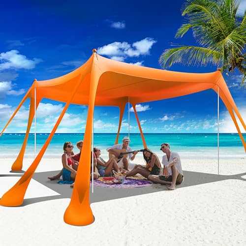 VIONMI Beach Canopy Beach Tent Pop Up Shade 10x10ft Sun Shelter UPF50+ with 8 Sandbags-2 Sand Shovel-4 Aluminum Poles-Ground Pegs-Portable Carrying Bag for Outdoor Family Camping Fishing Yard Picnic