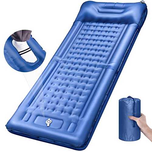 Camping Sleeping Pads，Extra Thick 5 Inch Inflatable Sleeping Mat with Pillow Built-in Pump，Oversized Mattress Super Portable Backpacking Sleeping Pad (Blue, Single)