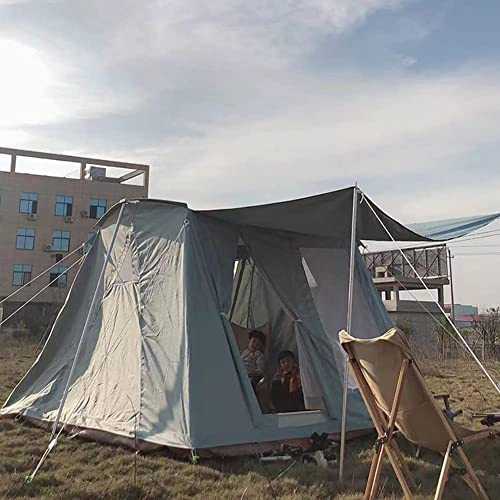GGZONE 3-4 People Canvas Cabin Tent Luxury Waterproof Tent Outdoo Family Camping Tent with Screened-In Porch for Living Hiking Hunting beautiful scenery
