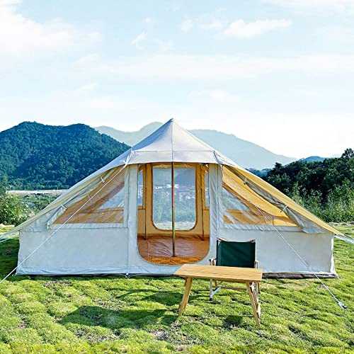 Outdoor Camping Tent, Double Door Hut Tent, Family Camping Tent Camp Hotel Tent, Outdoor Camping Hunting Wall Yurt Tent Bell Tent