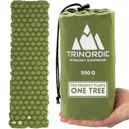 TRINORDIC Ultralight Inflatable Camping Mat – Single Sleeping Air Matress Offering Space-Saving Comfort – Durable, Lightweight Camping Equipment for Outdoor Travel Adventures