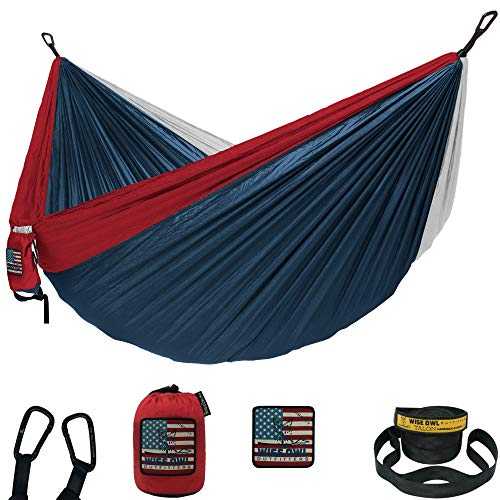 Wise Owl Outfitters Camping Hammock - Camping Essentials, Portable Hammock w/Tree Straps, Single or Double Hammock for Outside, Hiking, and Travel