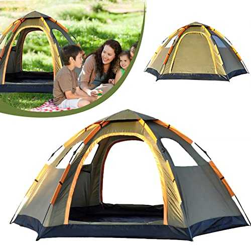 Pop Up Tent Family Camping Tent 4-6 Person Tent Portable Instant Tent Dome hexagon Design Automatic Tent Windproof Anti-UV Easy to Set up and package for Fishing Camping Hiking Mountaineering