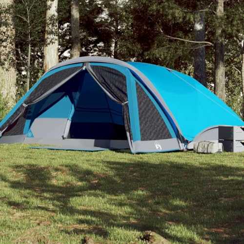 Furniture select-Family Tent Cabin 6-Person Blue Waterproof