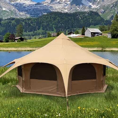 Cotton Canvas Tent Bell, 5M Yurt Tent with Stove Jack, Glamping Tent for All Year Living, Four Season Tent, Khaki