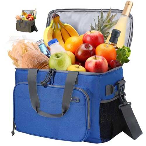 COOBUG Large Cooler Bag 40-Can Capacity - Portable Soft Cooler Bags Insulated for Travel, Leakproof Collapsible Coolers for Picnic, Beach, Camping & Road Trips, Food & Drinks Travel Cooler Bag - Blue