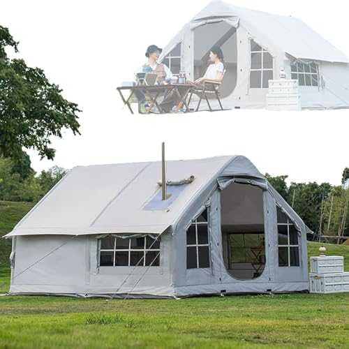 Outdoor Inflatable Camping Tent with Air Pump, Family Air House Tent for 6 to 8 Persons, Large Waterproof Blow up Tent with Window and Door, Easy Setup, Glamping Big Tents for Picnic