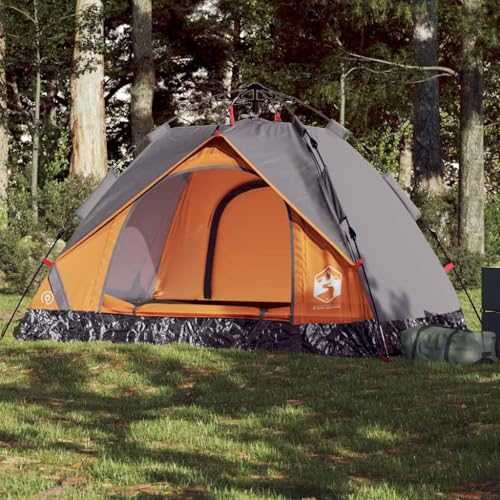 Furniture select-Camping Tent Dome 2-Person Grey and Orange Quick Release