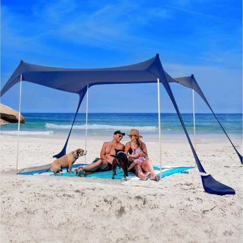 SUN NINJA Mini Beach Tent - UPF50+ Partial Shade Sun Shelter with Carry Bag - Camping or Beach Portable Pop Up - Umbrella Alternative - Easy Set Up - 3 x 3 m (10 x 10 ft) - Navy