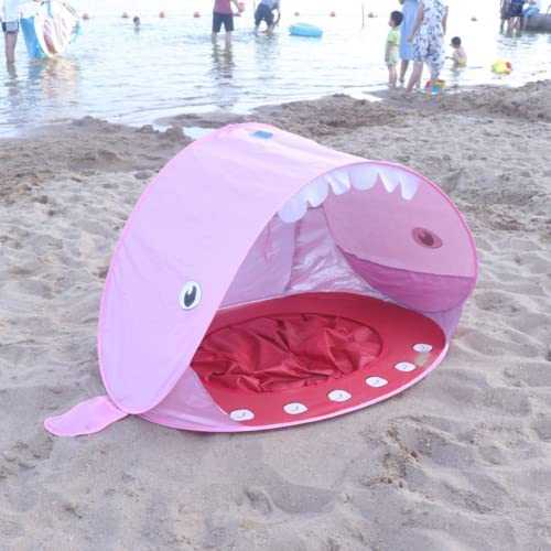 LSOAARRT Baby Pop Up Baby Beach Tent with Pool,Portable Shark Sun Shelter Tent with UPF UV 50+ Protection for Toddler Aged 3-72 Months