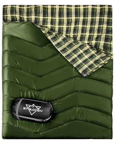 ETGLCOZY Double Sleeping Bag for Adults Camping, XL Queen Size 2 Person Cotton Flannel Sleeping Bags for All Season Hiking Backpacking, Lightweight Waterproof for Cold Weather & Warm