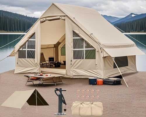 Inflatable Tent with Rainfly, 2/4/6/8 Person Inflatable tents for Camping, Air House Tent Includes Air Pump, Easy Setup Large Blow Up Tents, Glamping Tents with Vestibule
