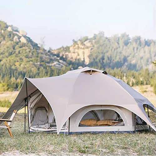 WXPXYBF Tent Hexagonal 6 Man Festival Dome Tent, 6 Person Family Camping Tents with 360° Panoramic View, 4 Season Luxury Double Layer Large Canvas camping Bell Tent for Vacation Hiking Party