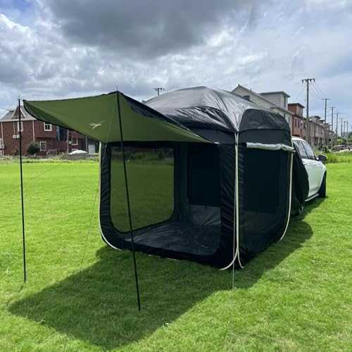 4 Person SUV Tent for Camping, Car Awning Outdoor Tent with Thickened Poles & Screen Porch, Weather Resistant & Portable Van or Car Tents, for SUVs, MPVs, and Two-Door Sedans(Black)