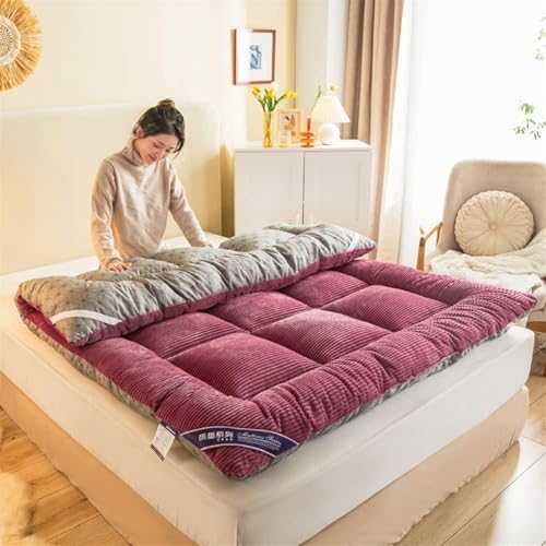 HYUFEIAO Japanese Plush Floor Mattress, Futon Mattress Winter Warm Mattress Topper Foldable Bed Roll Up Camping Mattress Floor Sleeping Pad Guest Single Double Tatami Mat(Pink,150x200cm(59 * 79in))