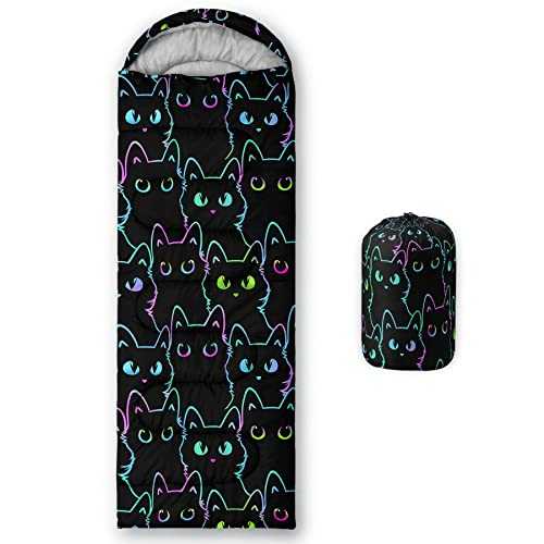 HOSIMA Sleeping Bags for Boys Girls Kids,Blue Butterfly Printed Lightweight Warm Portable Outdoor Indoor-Waterproof Cold Weather Resistant Sleeping Bag for Camping Hiking