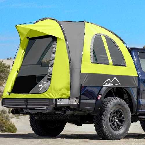 Pickup Truck Tent, Waterproof PU2000mm Truck Tent for Camping 5.5-6.5 Ft Bed,2-Person Sleeping Truck Bed Tent with Double Layer Design Windows, Pickup Tent with Expandable Triangle Sunshade Awning