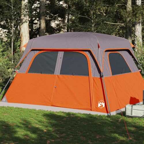 Homgoday Modern Family Cabin Tent, 6 Person, Grey & Orange, Waterproof, Camping, Beach, Trekking