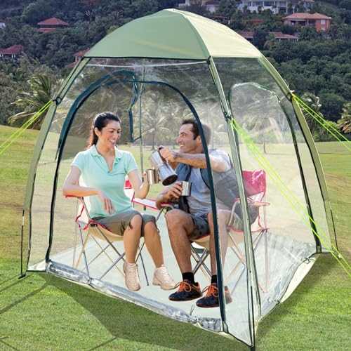 Large Clear Tents for Outside 2 Person, Sports Tent Waterproof Cold Weather,Outdoor Clean Pop up Camping Tent,Rain Sun Shelter for Watching Sports Events,Hiking,Fishing,Camping with Sealed Floor.