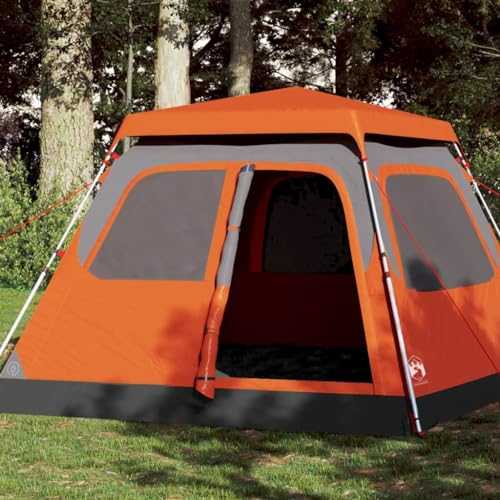 NQJIBUE Outdoor Recreation Camping Tent Dome 4-Person Grey and Orange Quick Release Camping & Hiking