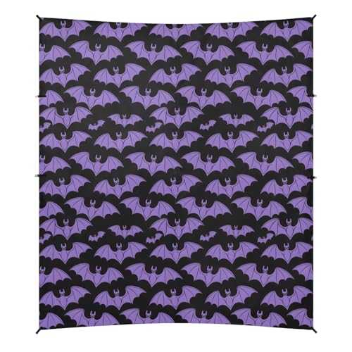 Camping Sun Shelters Halloween Purple Bat Beach Canopy 126 * 110.2in