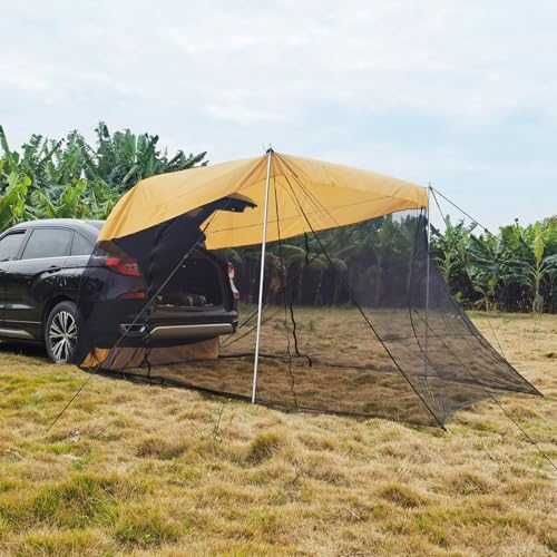 AVSMGP Truck Tailgate Tent SUV Rainproof Rear Tent Instant Camping Tent Trunk Tents for Camping, 3-4 Person Tents for Camping 300 * 200 * 200CM,Yellow